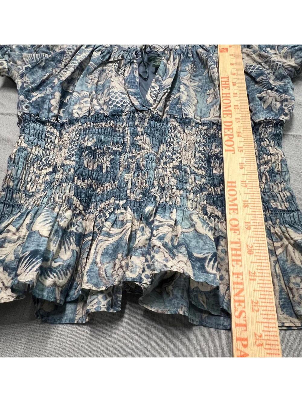 Lauren Jeans & Co Y2K Bohomocked Indigo Floral Peasant Boho/Cottagecore XL - Picture 5 of 6